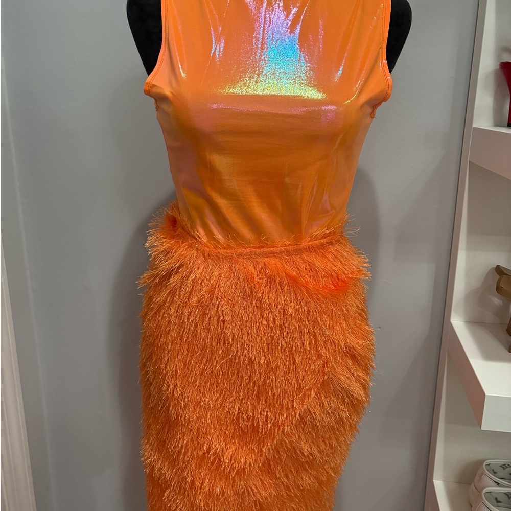 Vibrant Orange bodysuit and skirt